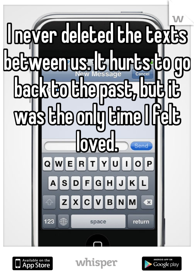 I never deleted the texts between us. It hurts to go back to the past, but it was the only time I felt loved.
