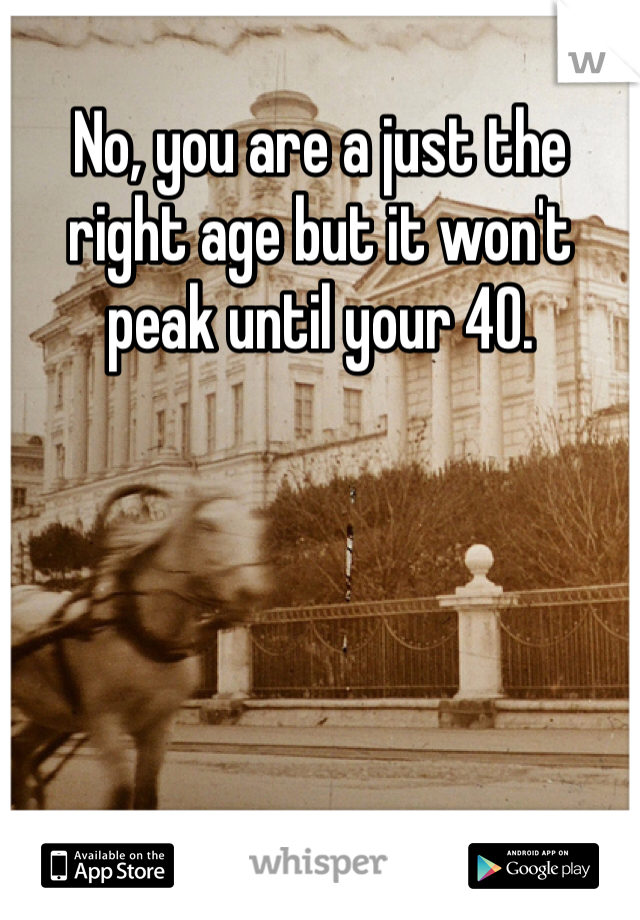 No, you are a just the right age but it won't peak until your 40. 