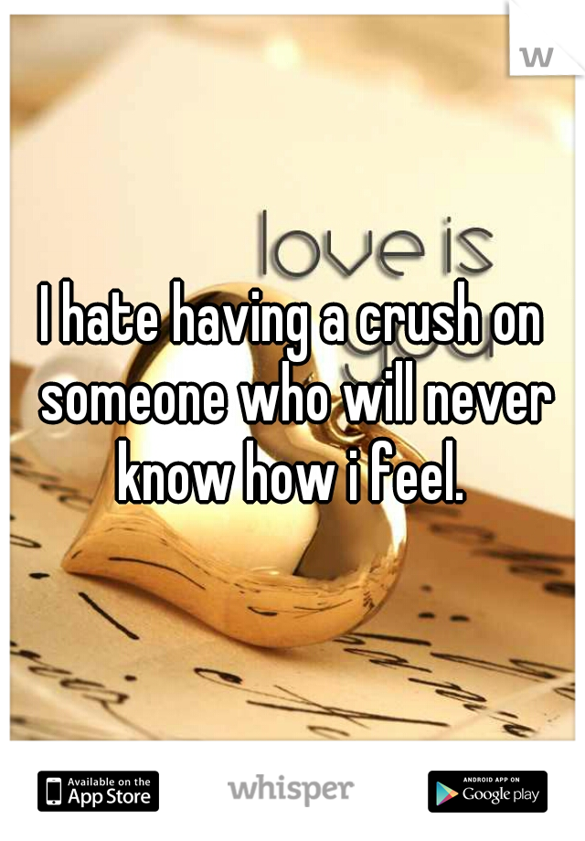 I hate having a crush on someone who will never know how i feel. 