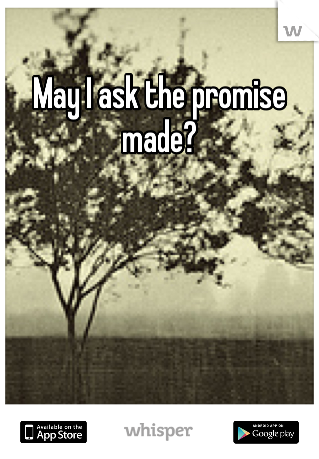 May I ask the promise made?
