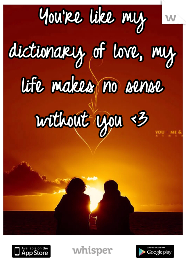 You're like my dictionary of love, my life makes no sense without you <3