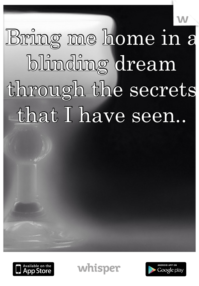 Bring me home in a blinding dream through the secrets that I have seen..