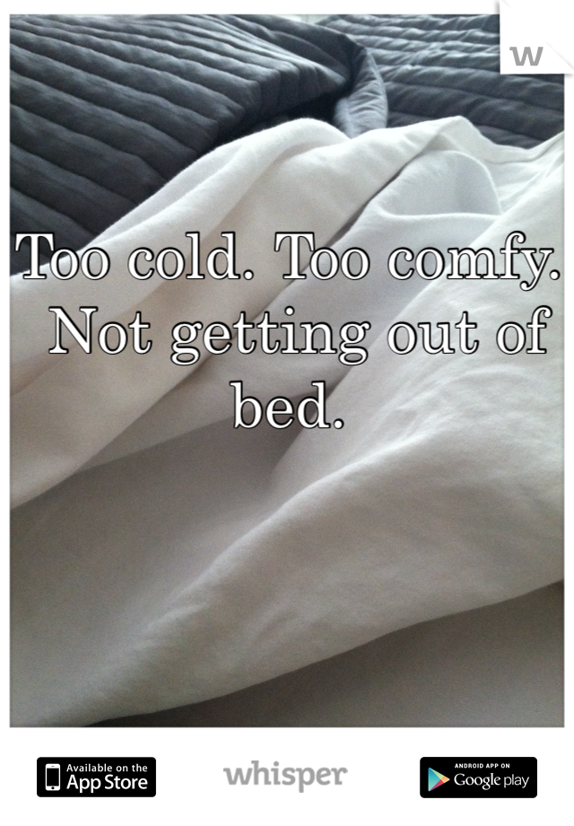 Too cold. Too comfy.
 Not getting out of bed. 