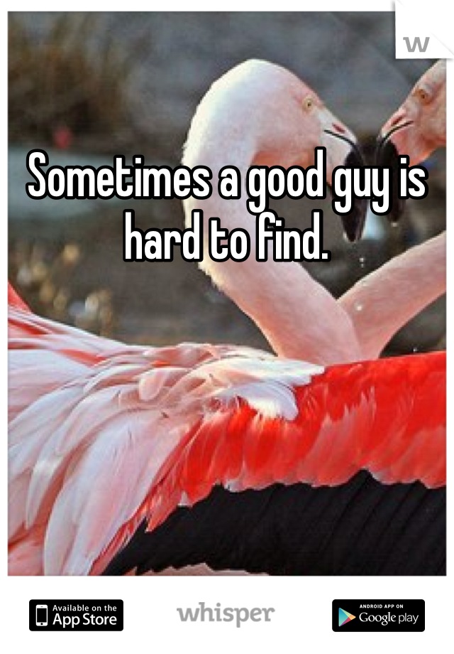 Sometimes a good guy is hard to find. 