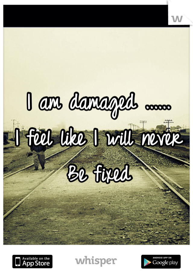 I am damaged ......
I feel like I will never 
Be fixed 