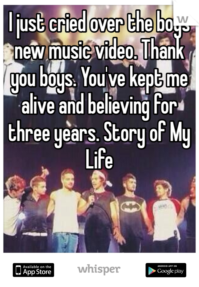 I just cried over the boys new music video. Thank you boys. You've kept me alive and believing for three years. Story of My Life