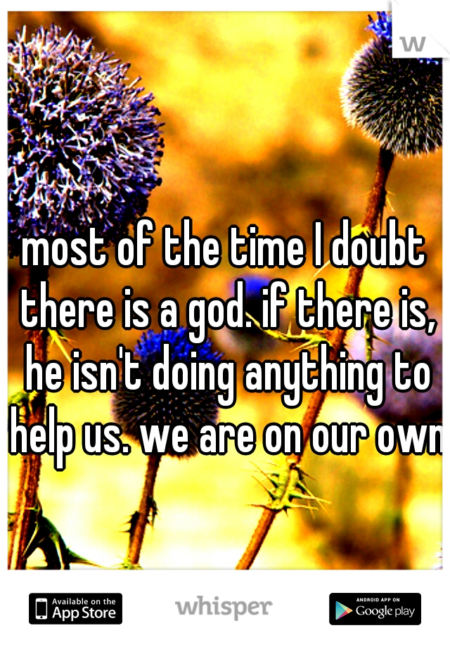 most of the time I doubt there is a god. if there is, he isn't doing anything to help us. we are on our own