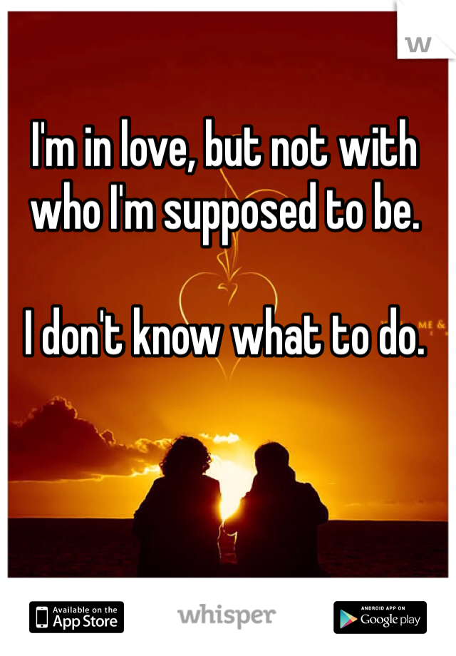I'm in love, but not with who I'm supposed to be.

I don't know what to do.