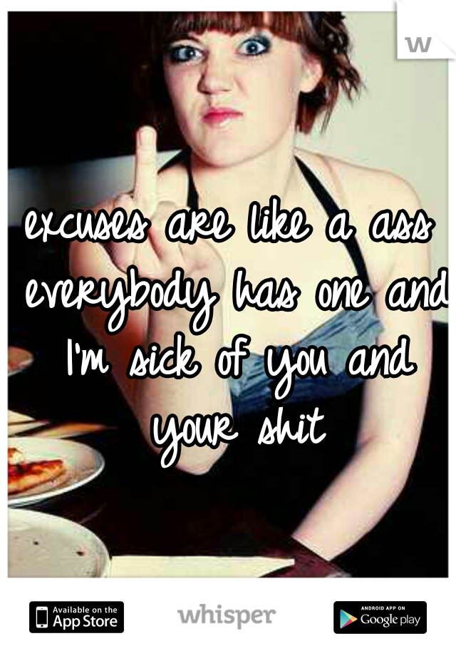 excuses are like a ass everybody has one and I'm sick of you and your shit
