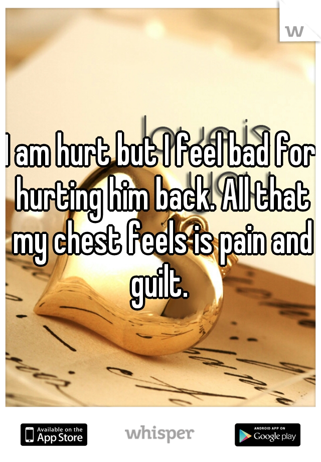 I am hurt but I feel bad for hurting him back. All that my chest feels is pain and guilt. 