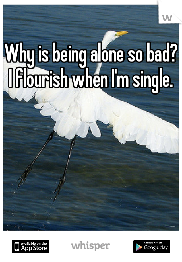 Why is being alone so bad? I flourish when I'm single.