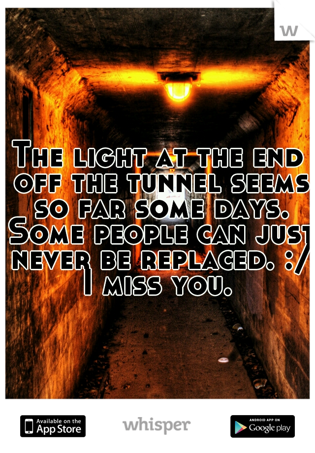 The light at the end off the tunnel seems so far some days. Some people can just never be replaced. :/ I miss you. 