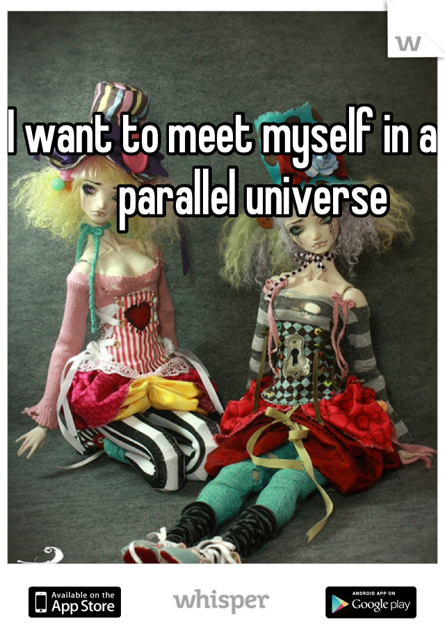 I want to meet myself in a         
       parallel universe