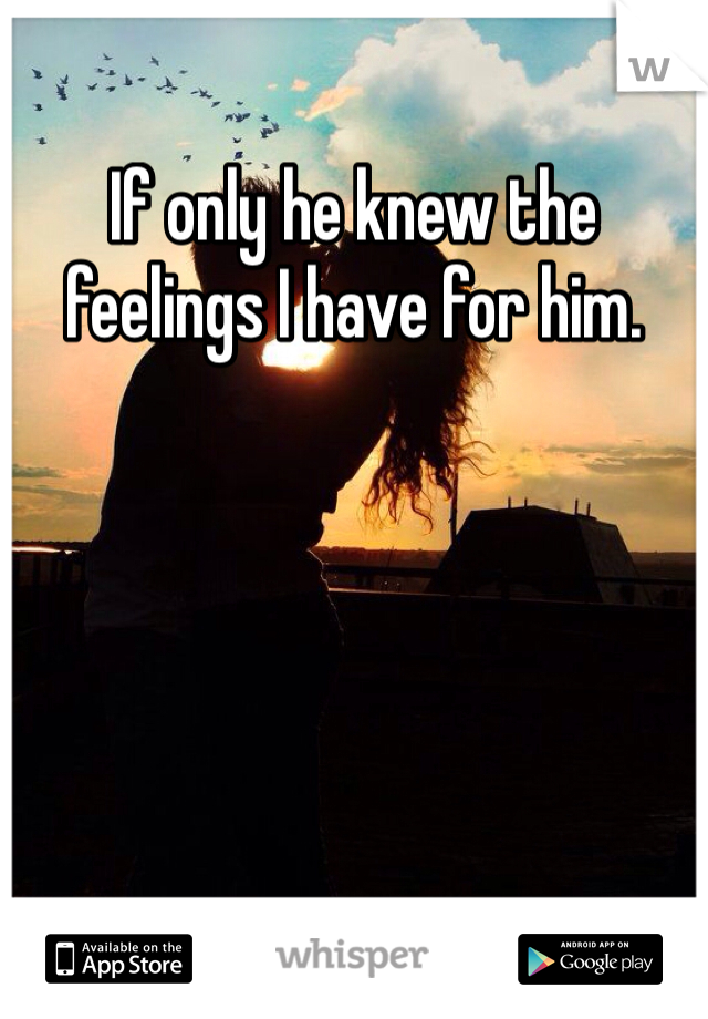 If only he knew the feelings I have for him. 