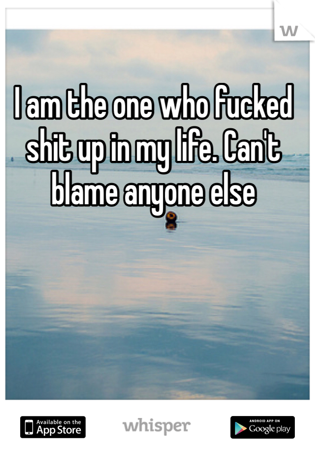 I am the one who fucked shit up in my life. Can't blame anyone else