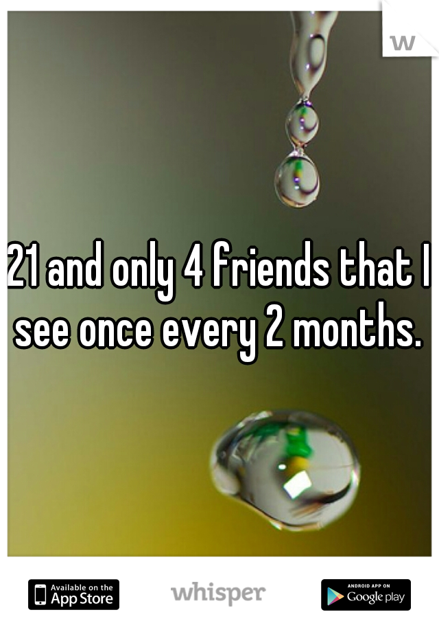 21 and only 4 friends that I see once every 2 months. 