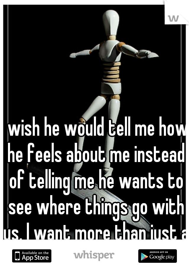 I wish he would tell me how he feels about me instead of telling me he wants to see where things go with us. I want more than just a maybe. :-/