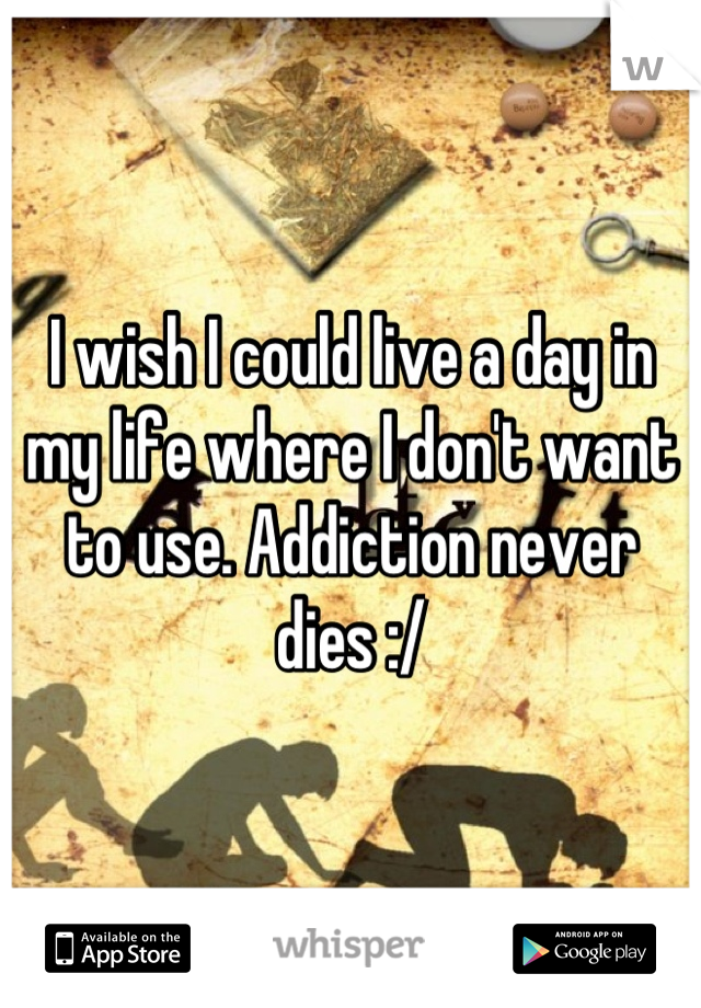 I wish I could live a day in my life where I don't want to use. Addiction never dies :/
