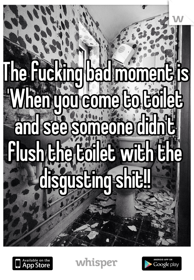 The fucking bad moment is 
'When you come to toilet and see someone didn't flush the toilet with the disgusting shit!! 