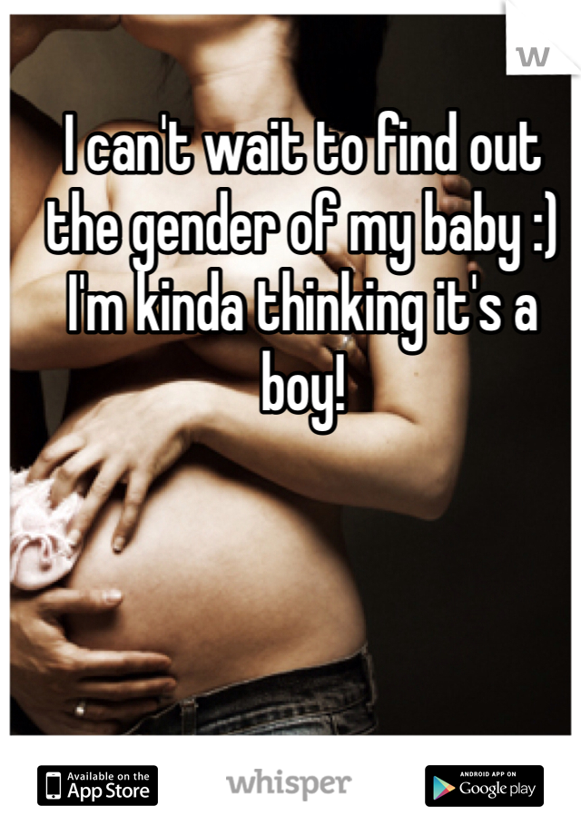 I can't wait to find out the gender of my baby :) I'm kinda thinking it's a boy!