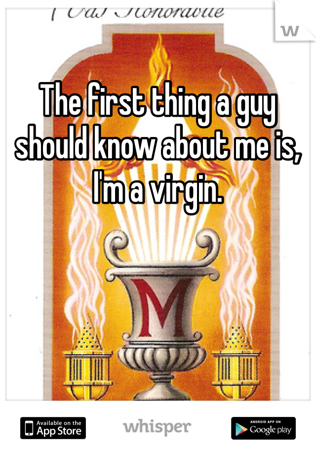 The first thing a guy should know about me is, I'm a virgin. 