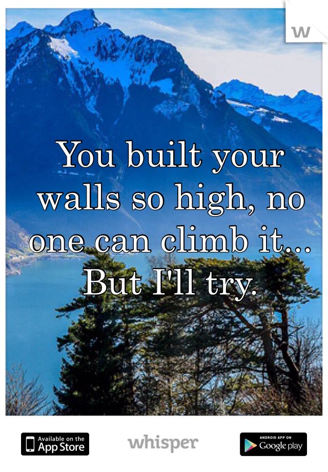 You built your walls so high, no one can climb it... But I'll try.
