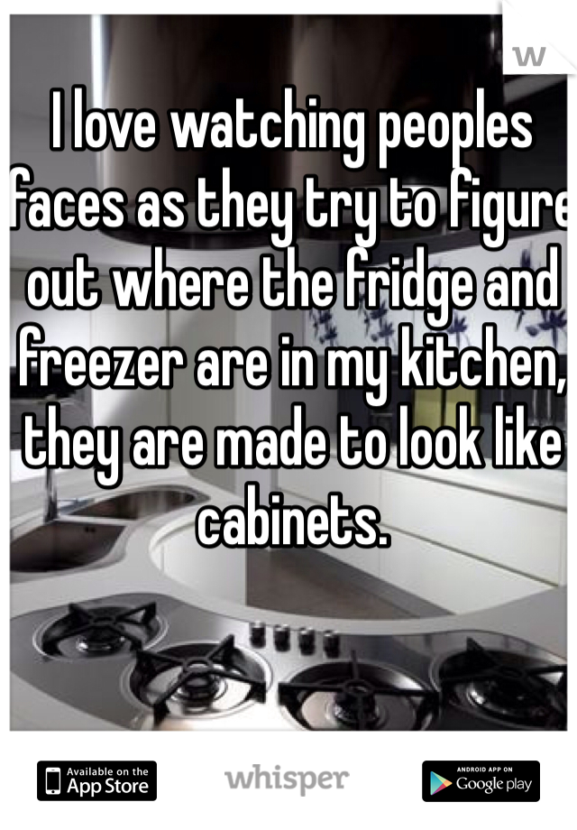 I love watching peoples faces as they try to figure out where the fridge and freezer are in my kitchen, they are made to look like cabinets.