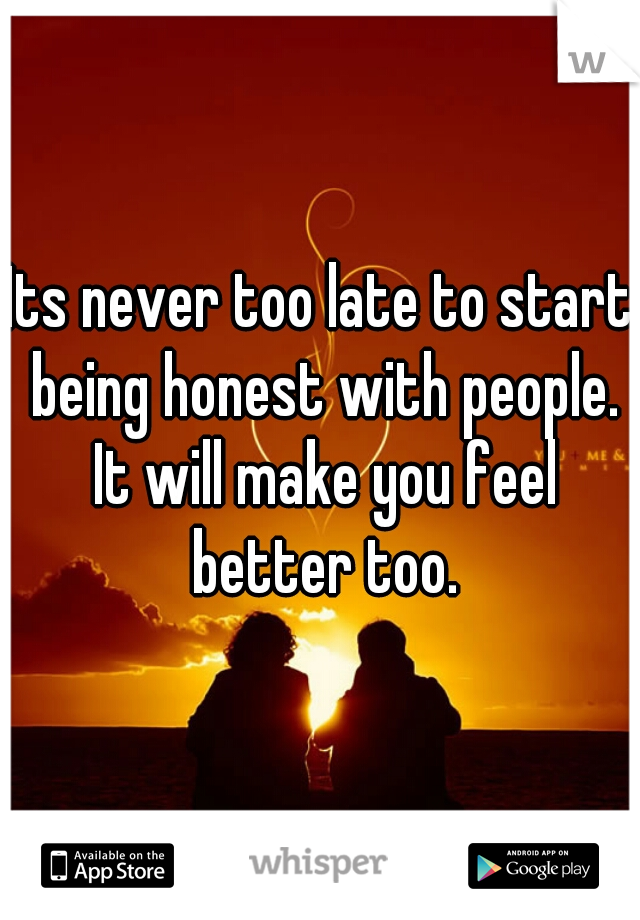 Its never too late to start being honest with people. It will make you feel better too.