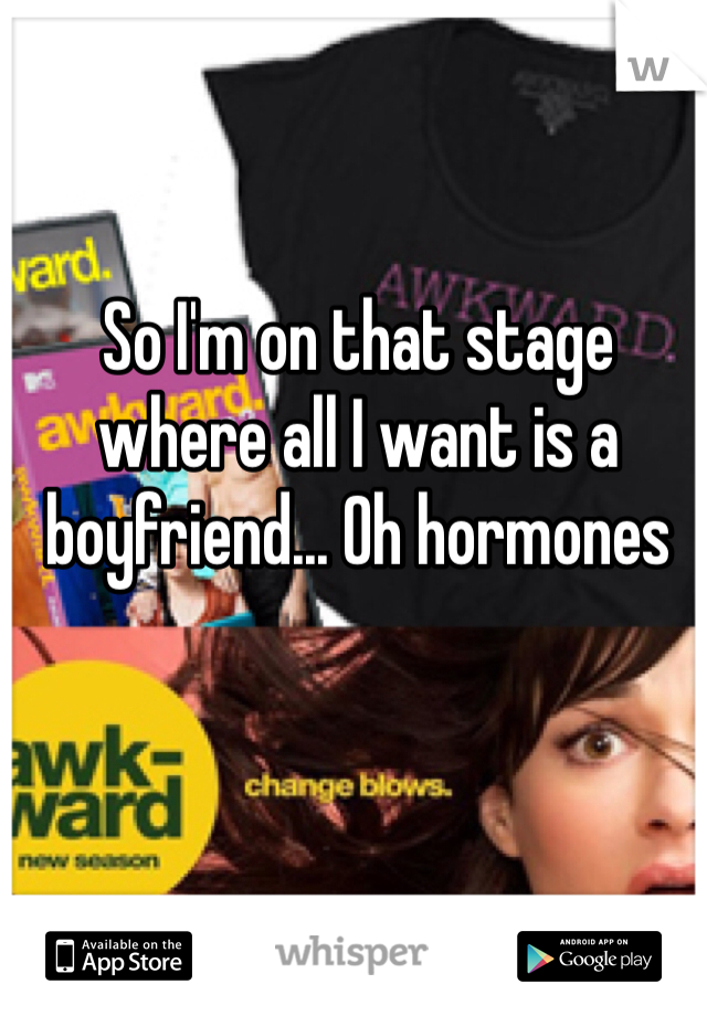 So I'm on that stage where all I want is a boyfriend... Oh hormones