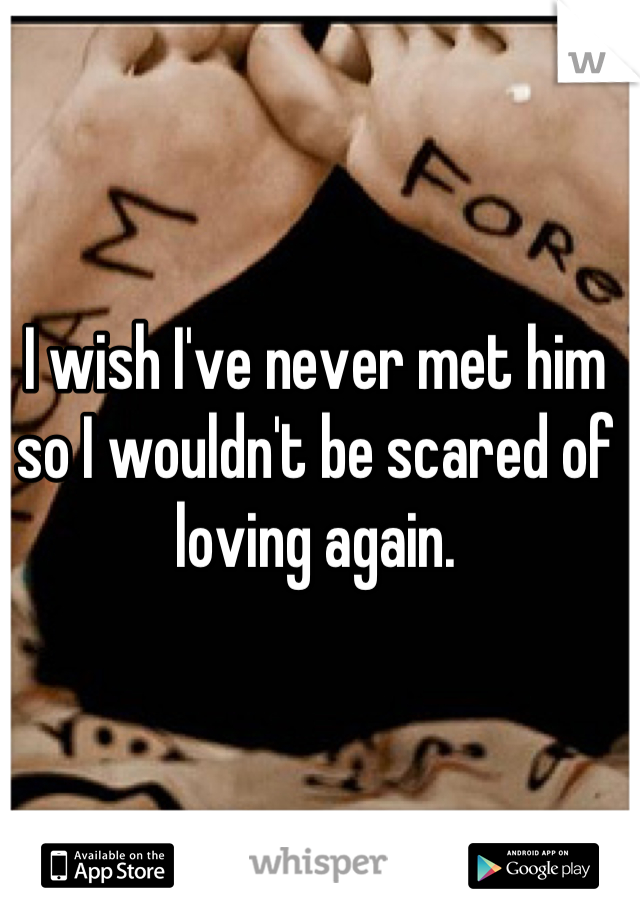 I wish I've never met him so I wouldn't be scared of loving again.
