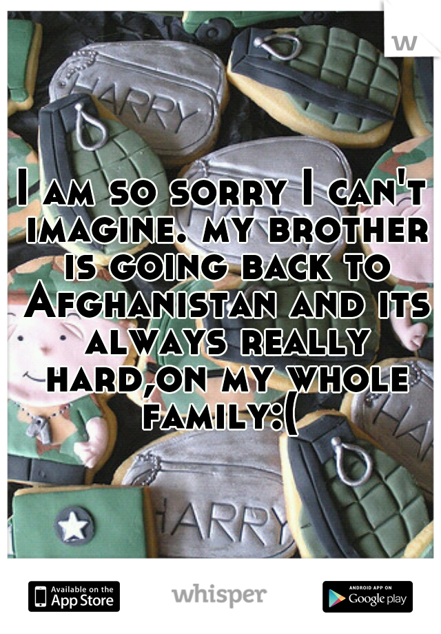I am so sorry I can't imagine. my brother is going back to Afghanistan and its always really hard,on my whole family:( 