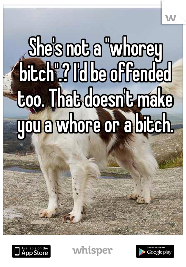 She's not a "whorey bitch".? I'd be offended too. That doesn't make you a whore or a bitch. 