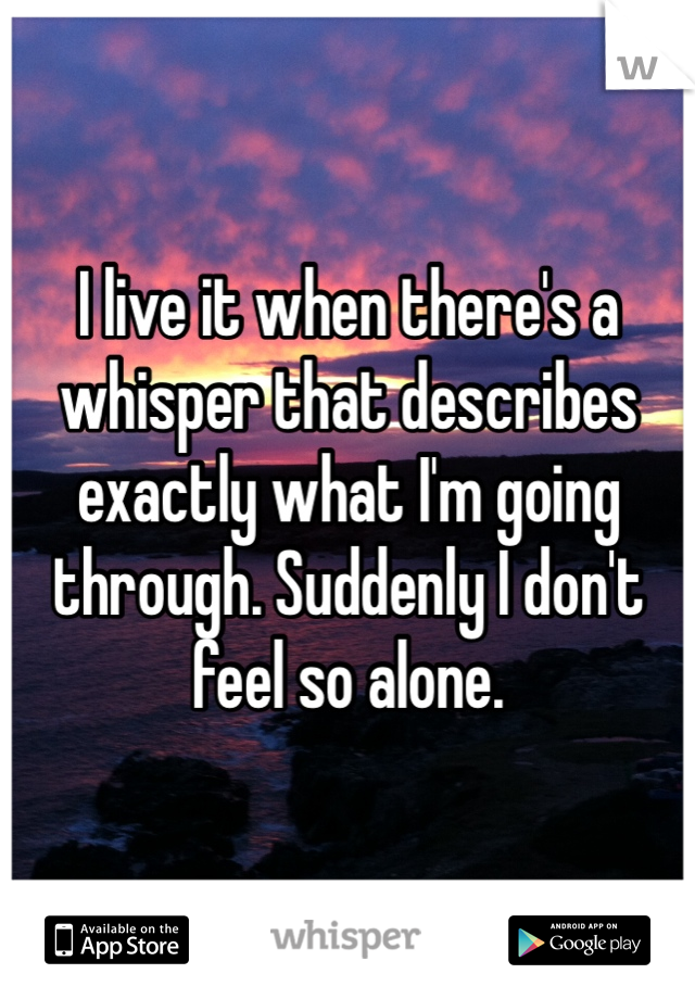 I live it when there's a whisper that describes exactly what I'm going through. Suddenly I don't feel so alone. 