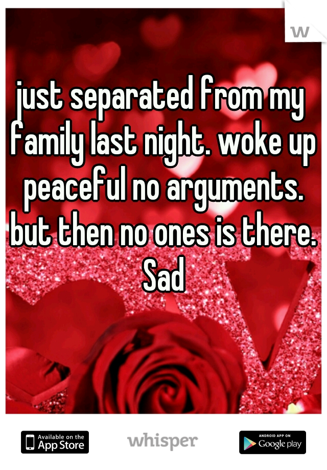 just separated from my family last night. woke up peaceful no arguments. but then no ones is there. Sad