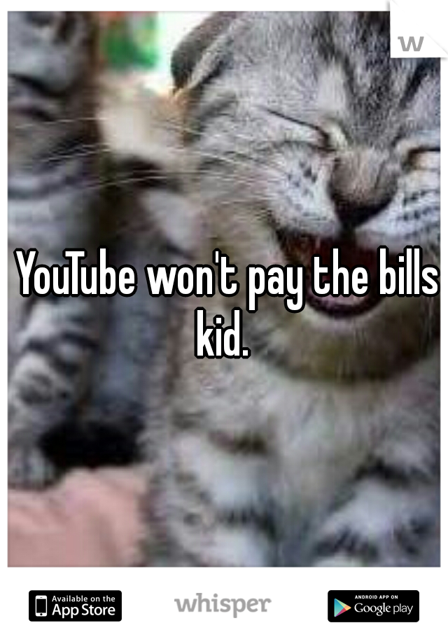  YouTube won't pay the bills kid. 