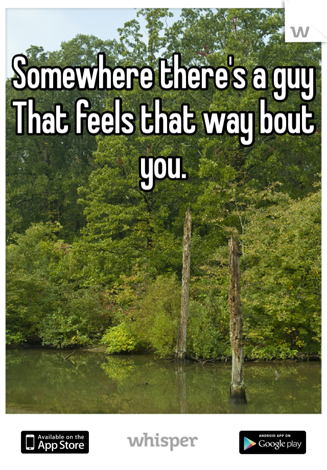 Somewhere there's a guy
That feels that way bout you. 