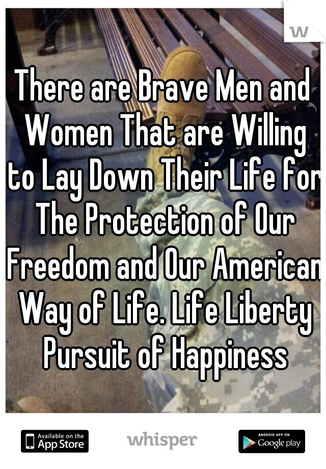 There are Brave Men and Women That are Willing to Lay Down Their Life for The Protection of Our Freedom and Our American Way of Life. Life Liberty Pursuit of Happiness