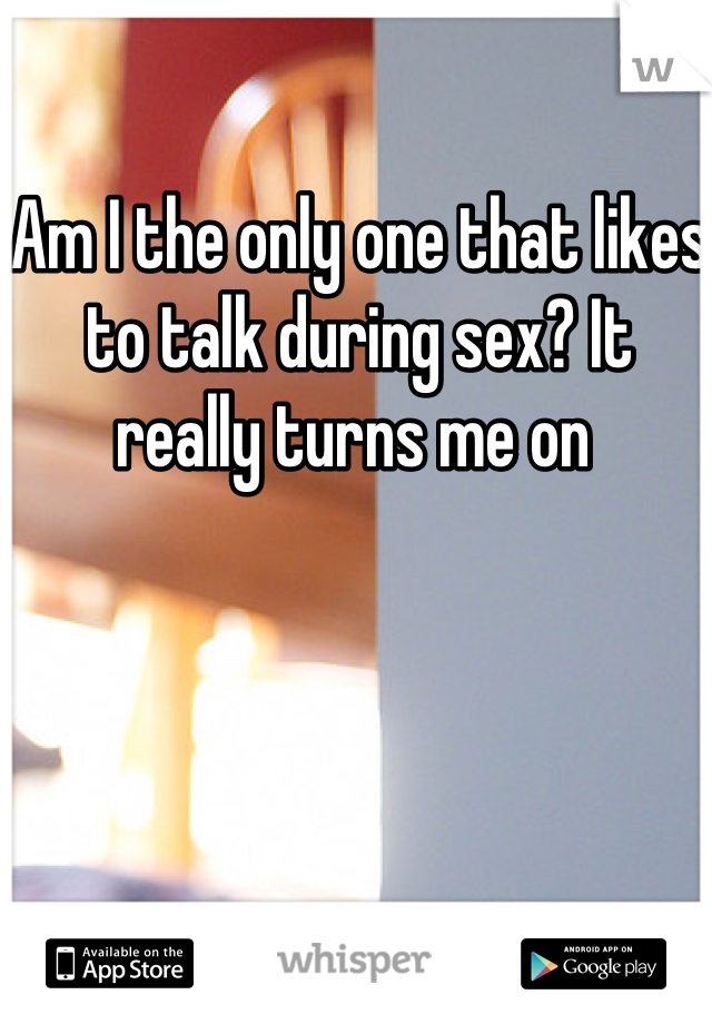 Am I the only one that likes to talk during sex? It really turns me on 