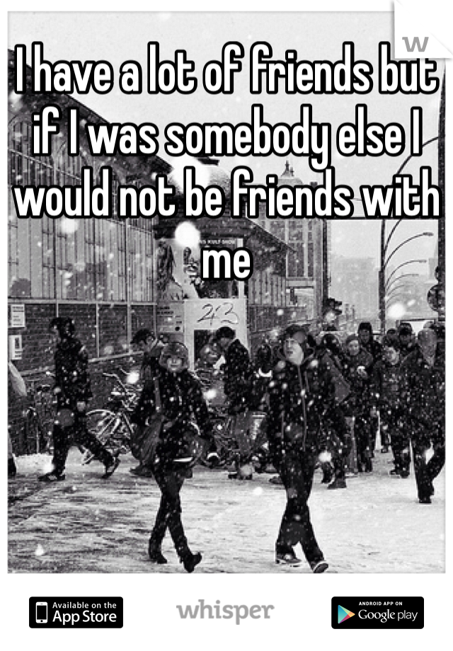 I have a lot of friends but if I was somebody else I would not be friends with me 