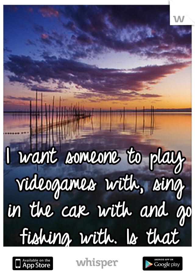 I want someone to play videogames with, sing in the car with and go fishing with. Is that too much to ask?