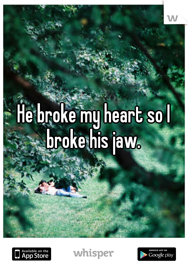 He broke my heart so I broke his jaw. 