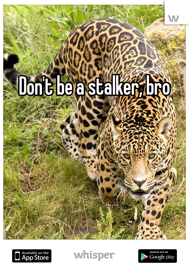 Don't be a stalker, bro