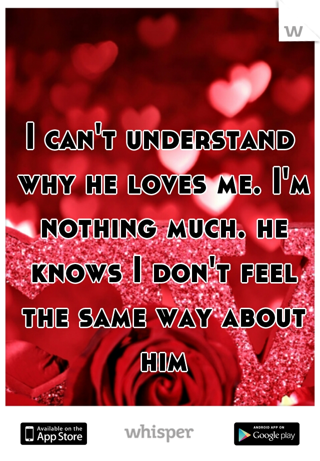 I can't understand why he loves me. I'm nothing much. he knows I don't feel the same way about him