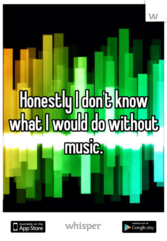 Honestly I don't know what I would do without music.