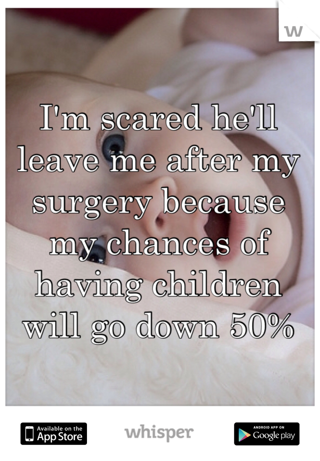 I'm scared he'll leave me after my surgery because my chances of having children will go down 50%