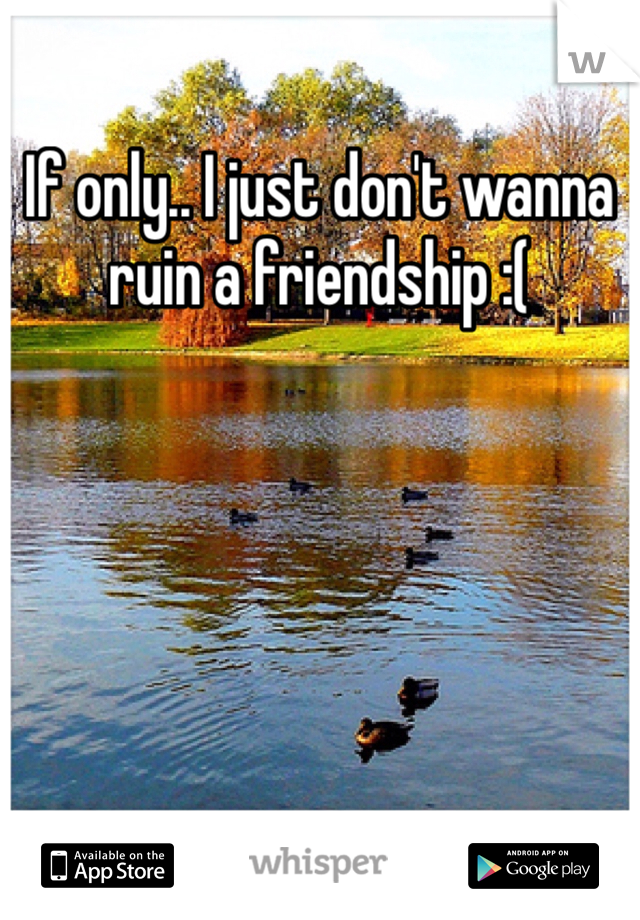 If only.. I just don't wanna ruin a friendship :(