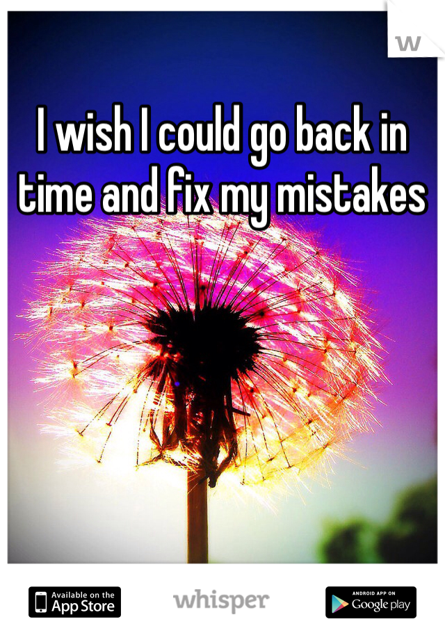 I wish I could go back in time and fix my mistakes
