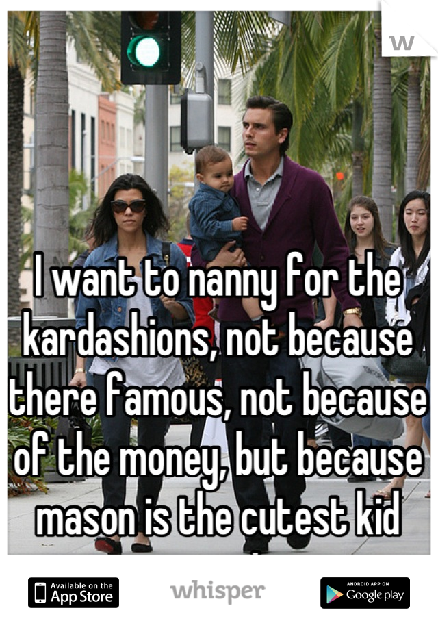 I want to nanny for the kardashions, not because there famous, not because of the money, but because mason is the cutest kid ever!