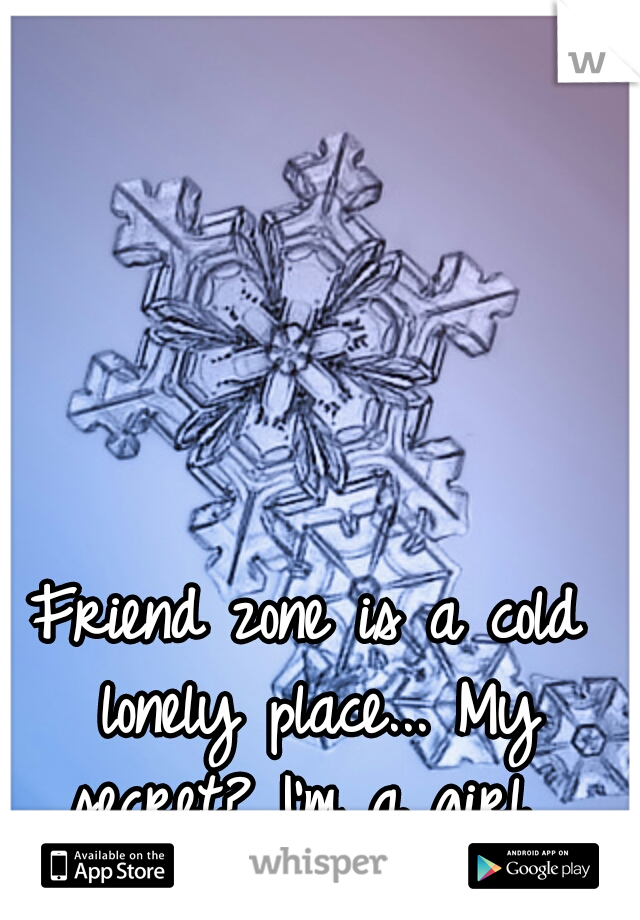 Friend zone is a cold lonely place... My secret? I'm a girl...