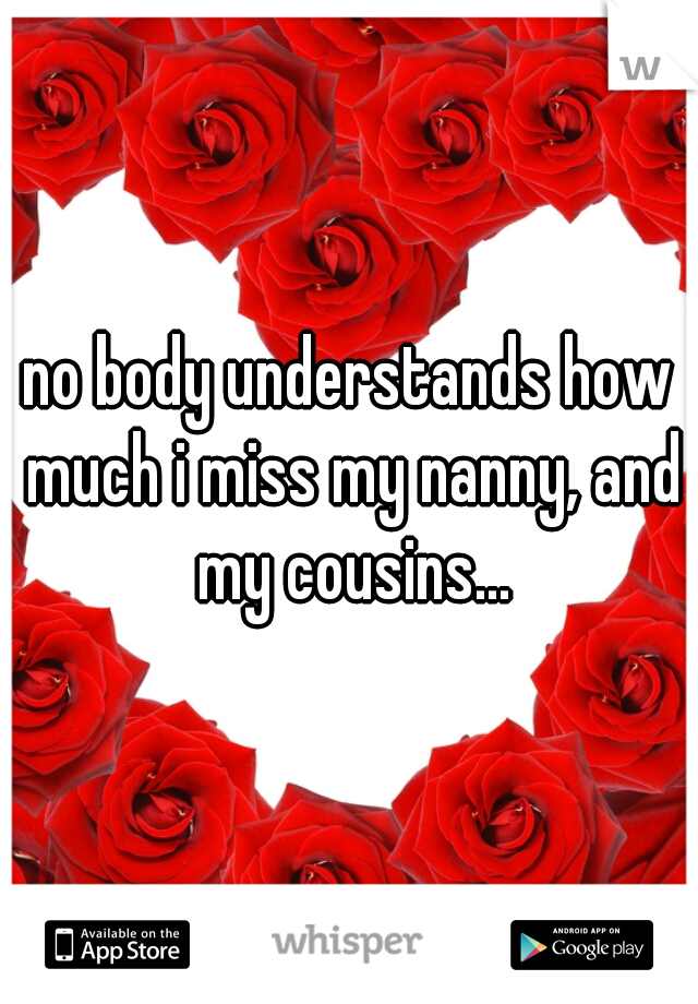 no body understands how much i miss my nanny, and my cousins...